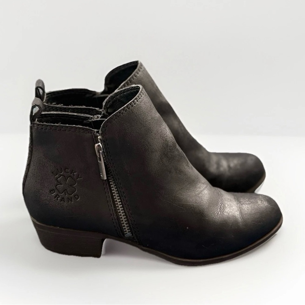 Lucky Brand Girls Ankle Boots Size 3 Black Faux Leather